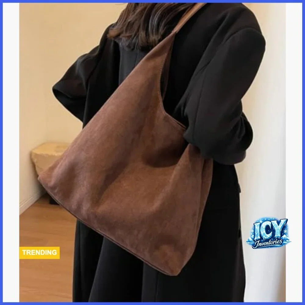 Faux Suede Leather Hobo Shoulder Bag Large Tote Purse